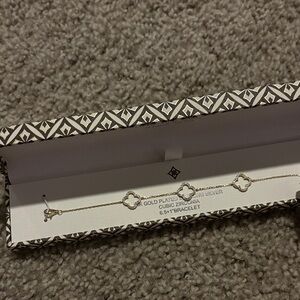 Sterling Silver & 14K Gold Plated Bracelet with Clover shape motifs